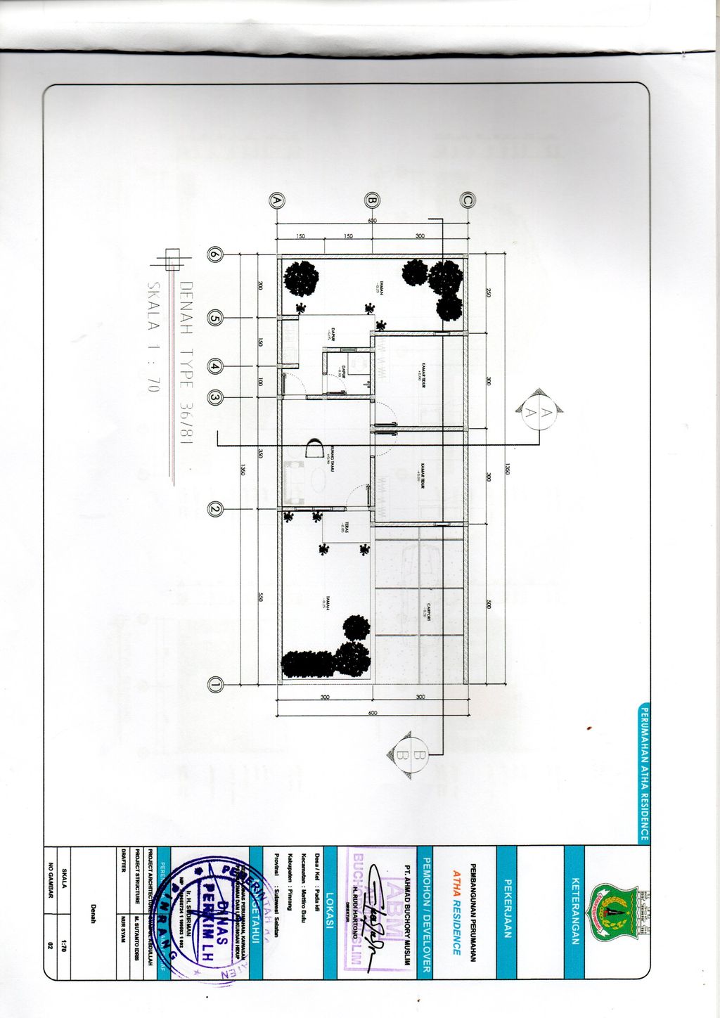 foto denah rumah tipe 36/81 perumahan ATHA RESIDENCE