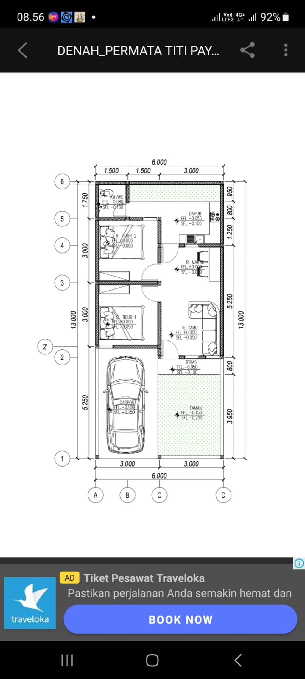 foto denah rumah tipe 36/78 perumahan PERUMAHAN PERMATA TITI PAYUNG