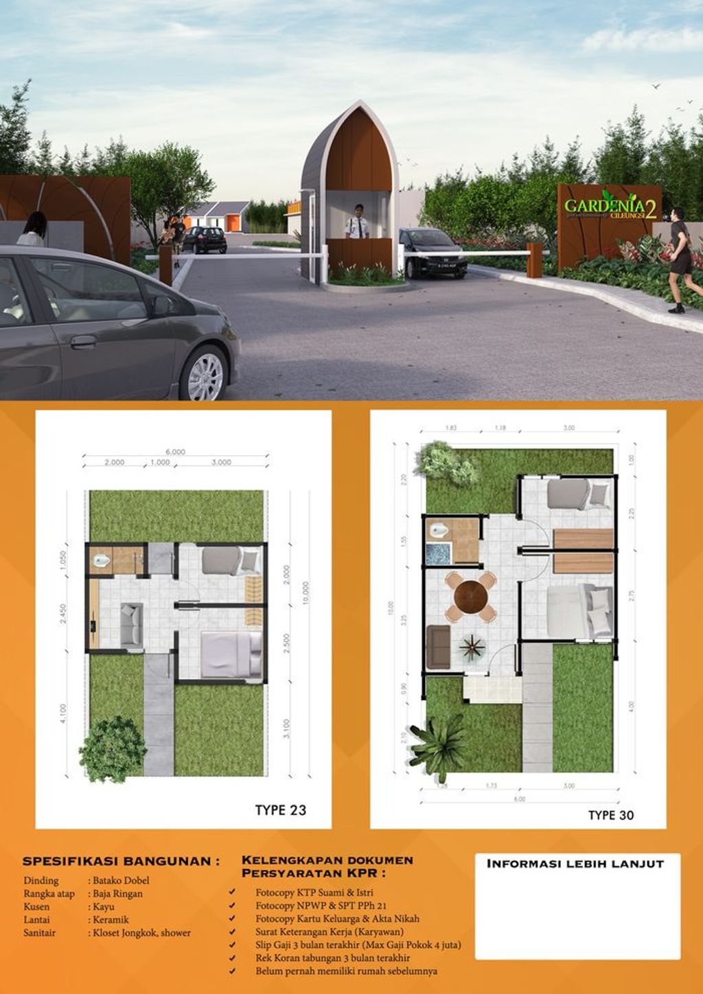 foto denah rumah tipe 22/73. perumahan Gardenia 2 cileungsi