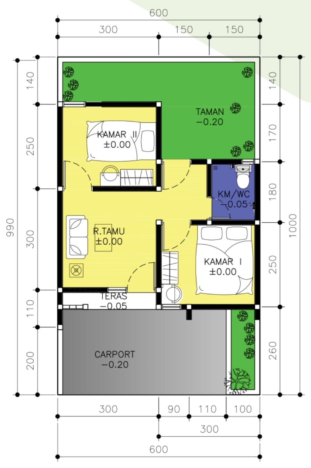 foto denah rumah tipe 30/60 perumahan Meteseh Gardenia