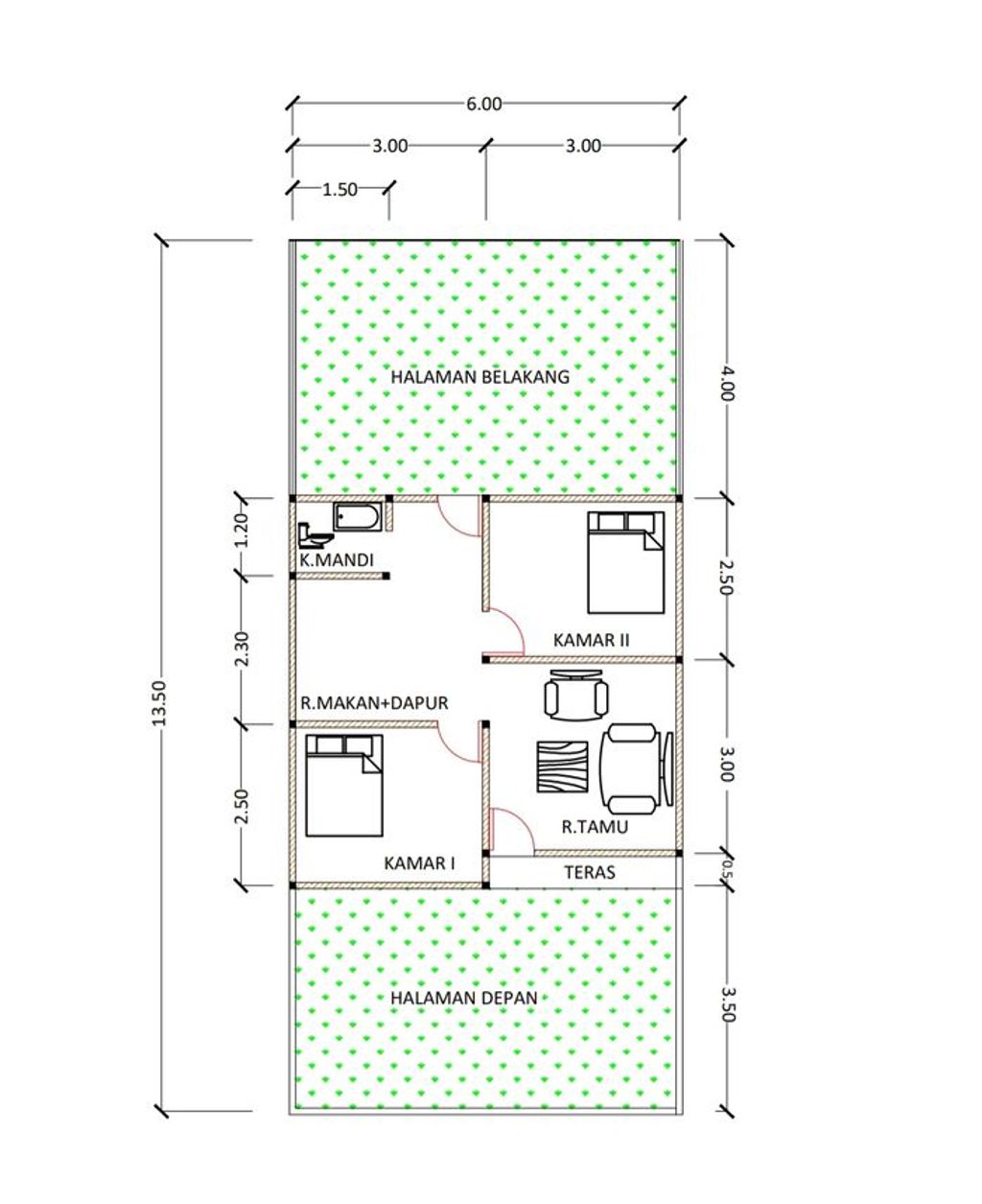 foto denah rumah tipe 36/81(2023) perumahan Poros City