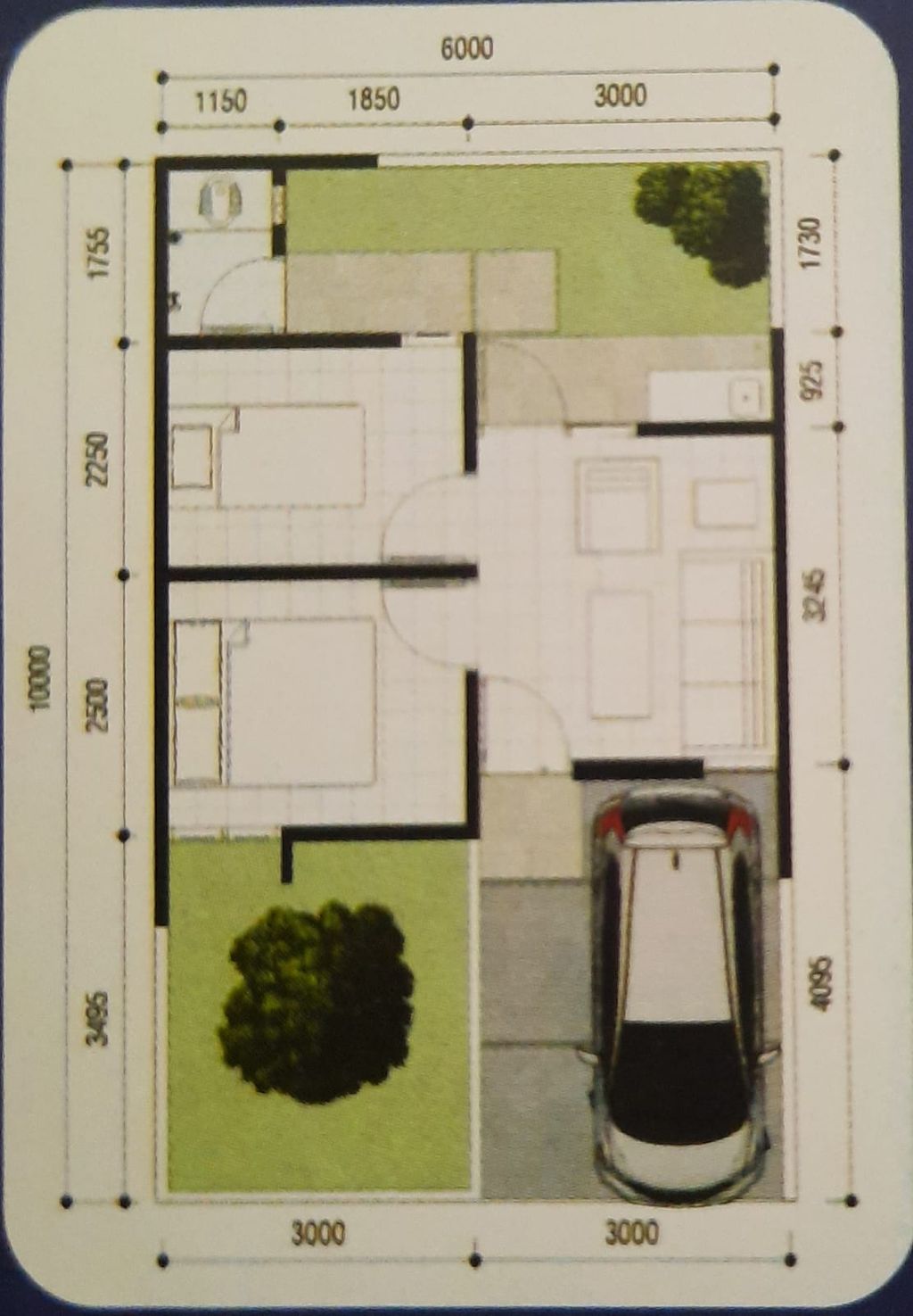 foto denah rumah tipe AMARYLLIS 28/60 2022 perumahan Mutiara Puri Harmoni