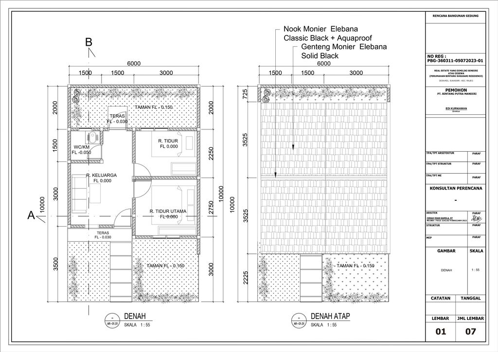 foto denah rumah tipe T30 174 perumahan BINTANG SUKASARI RESIDENCE