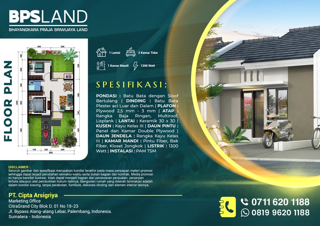 foto denah rumah tipe AGATIS perumahan BPS LAND