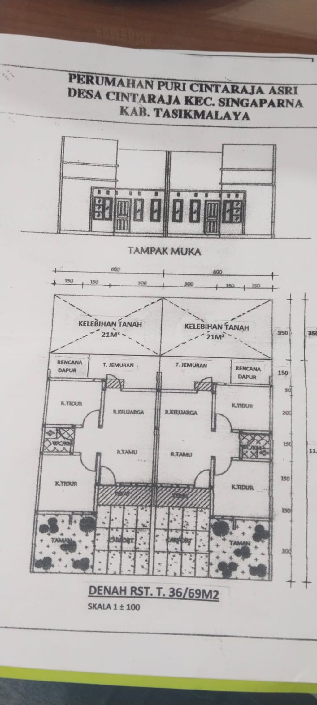 foto denah rumah tipe 36 perumahan PURI CINTARAJA ASRI TAHAP 2