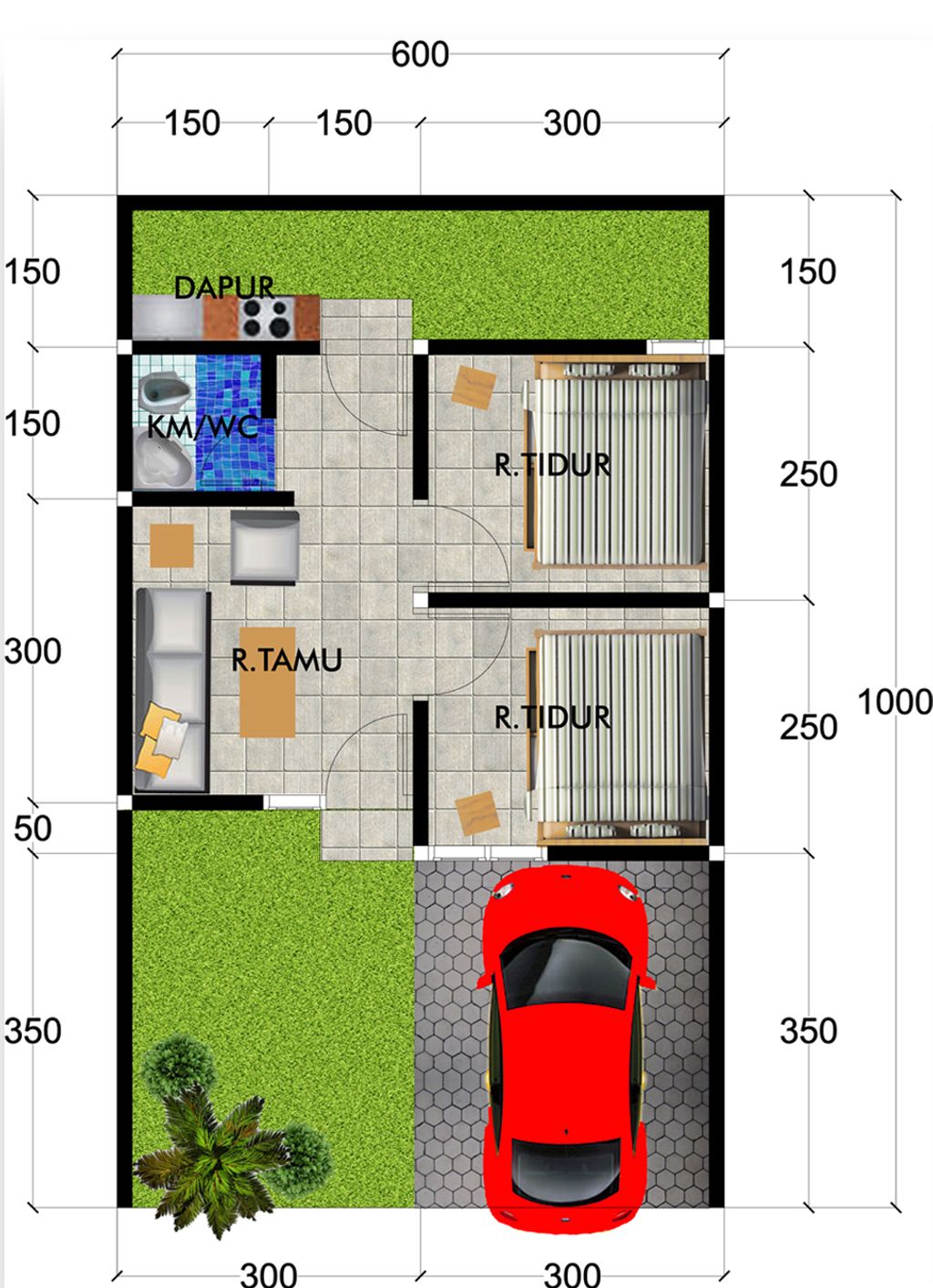 foto denah rumah tipe 34 perumahan BULU LAND CLUSTER 2