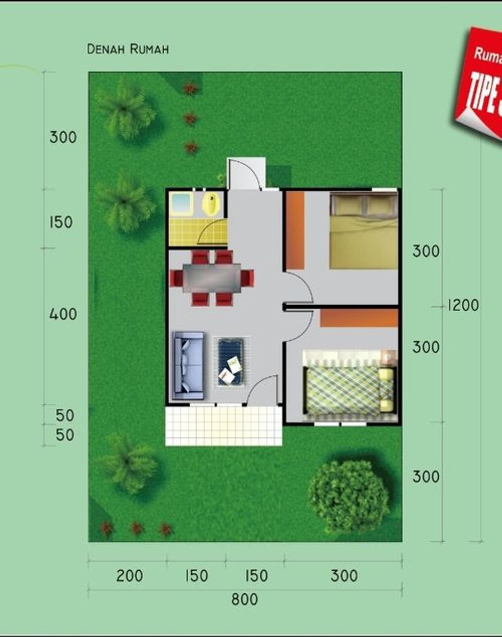 foto denah rumah tipe 36 perumahan VILLA BAYANI