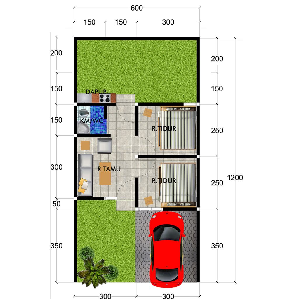 foto denah rumah tipe 30 perumahan BULU LAND CLUSTER 2