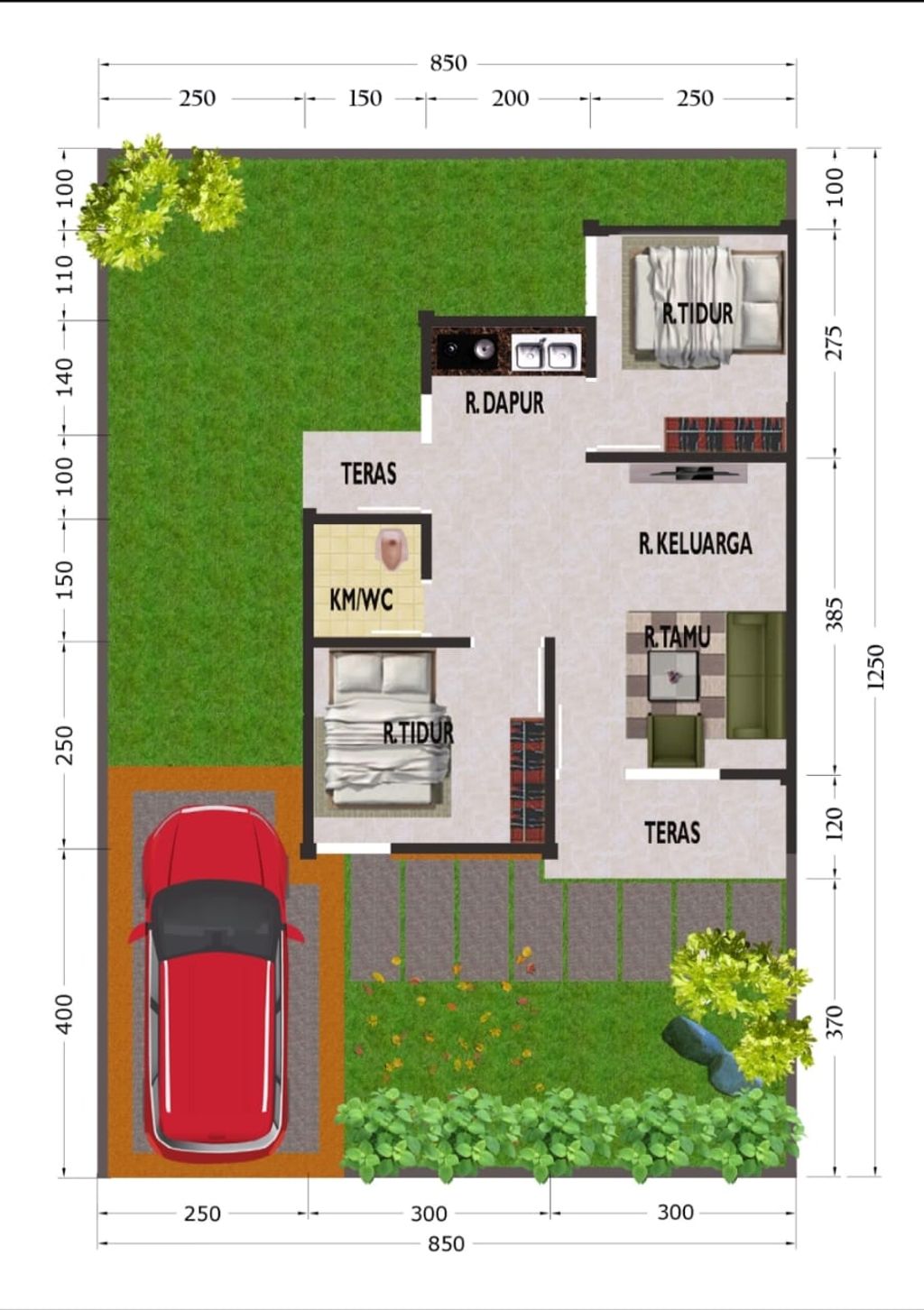 foto denah rumah tipe 36/106 perumahan REZA TOWNHOUSE
