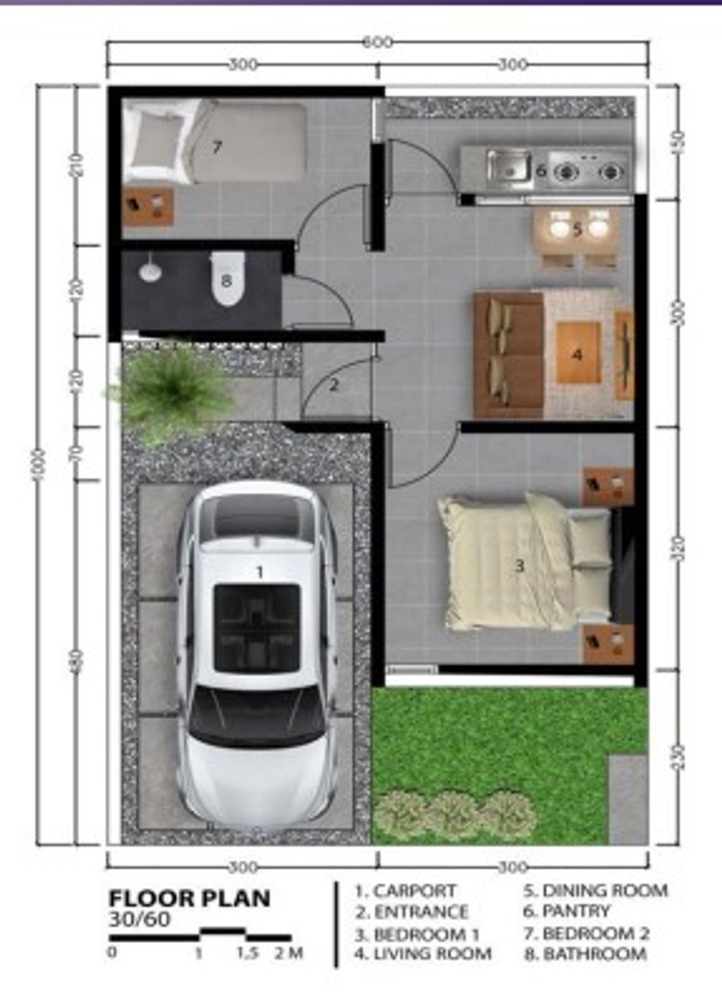 foto denah rumah tipe 30/60 perumahan AGRANIA RESIDENCE