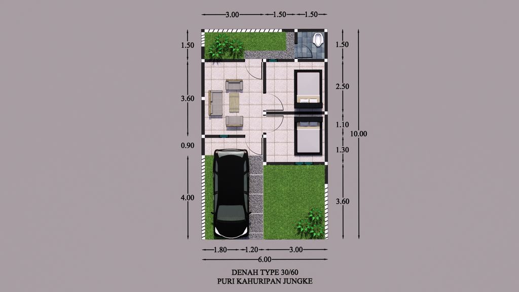 foto denah rumah tipe 30/60 2023 perumahan PURI KAHURIPAN JUNGKE