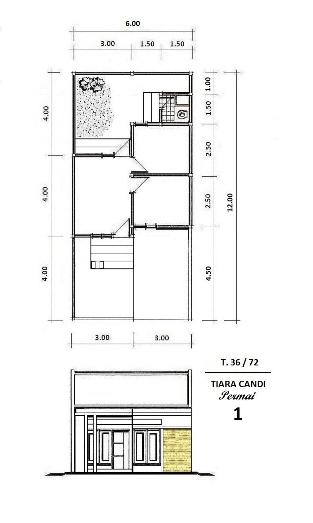 foto denah rumah tipe 36 perumahan TIARA CANDI PERMAI