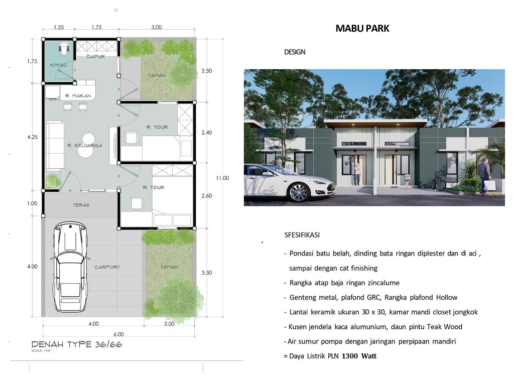 foto denah rumah tipe SUBSIDI perumahan MABU PARK 2
