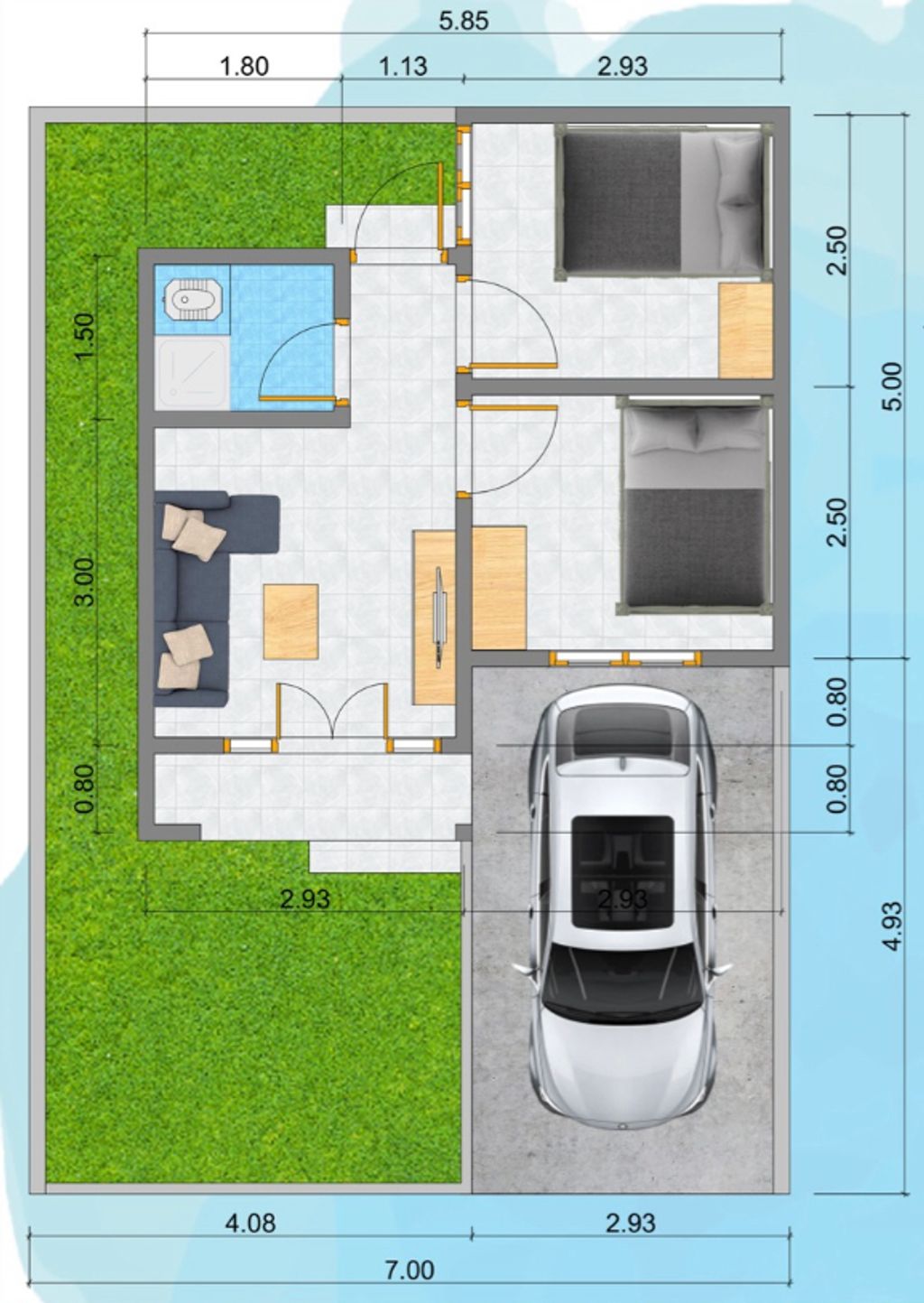 foto denah rumah tipe 30/70 perumahan CANDI PERMAI