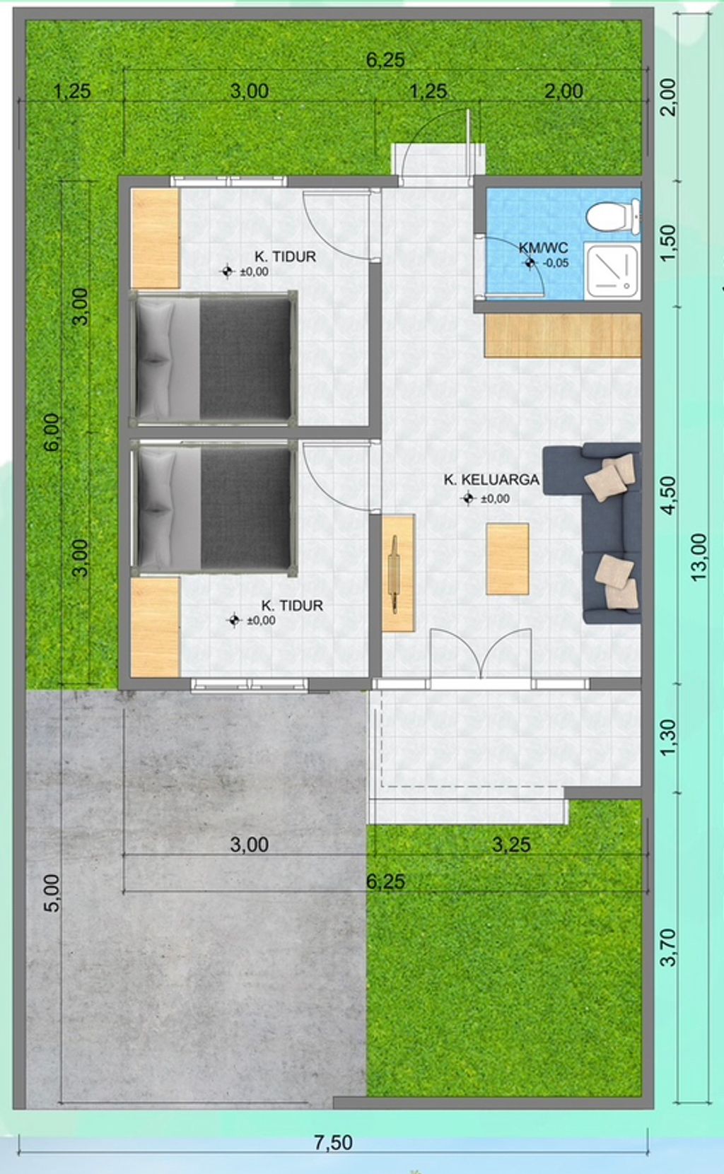 foto denah rumah tipe 36/100 perumahan CANDI PERMAI