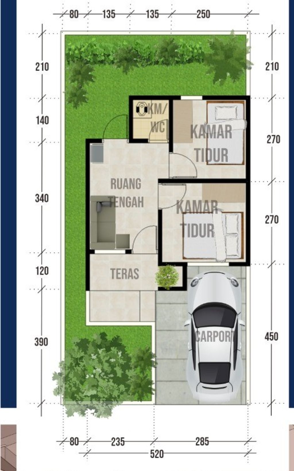foto denah rumah tipe 27/72 perumahan GREEN ANMA TAHAP II