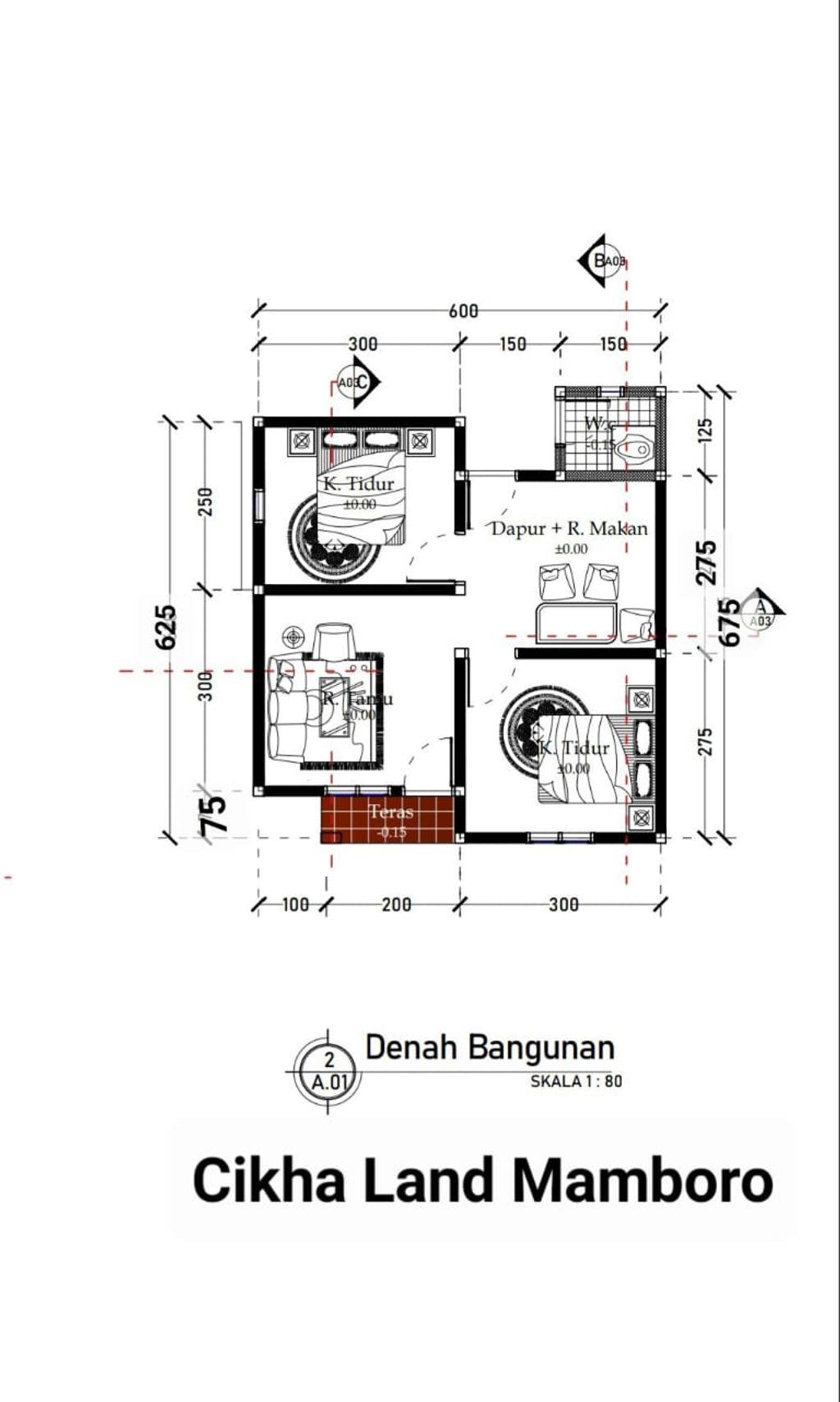 foto denah rumah tipe 36 perumahan CIKHA LAND MAMBORO
