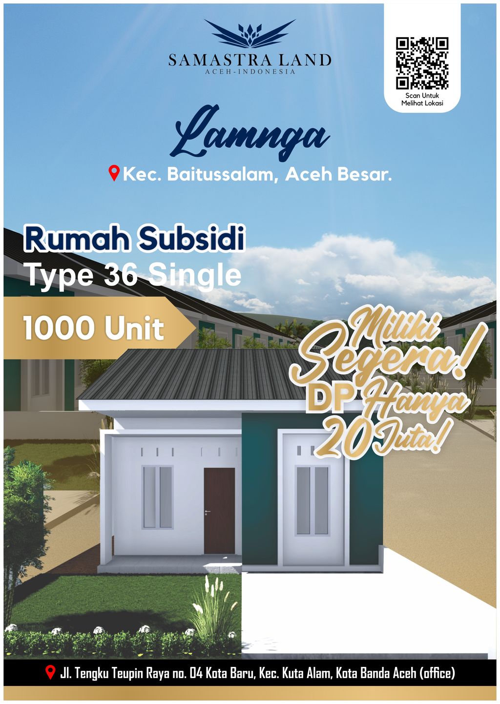 foto tampak rumah tipe 36 Singgle perumahan SAMASTRA LAND