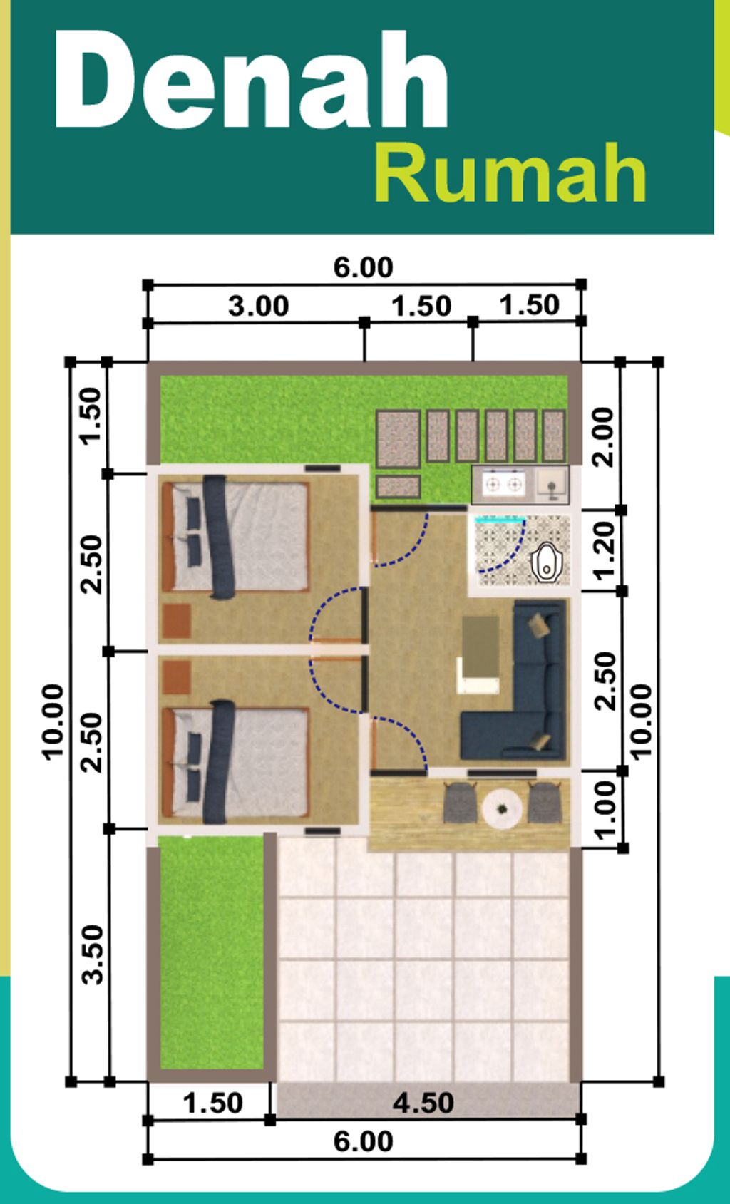 foto denah rumah tipe 27/60 perumahan PRADA REGENCY