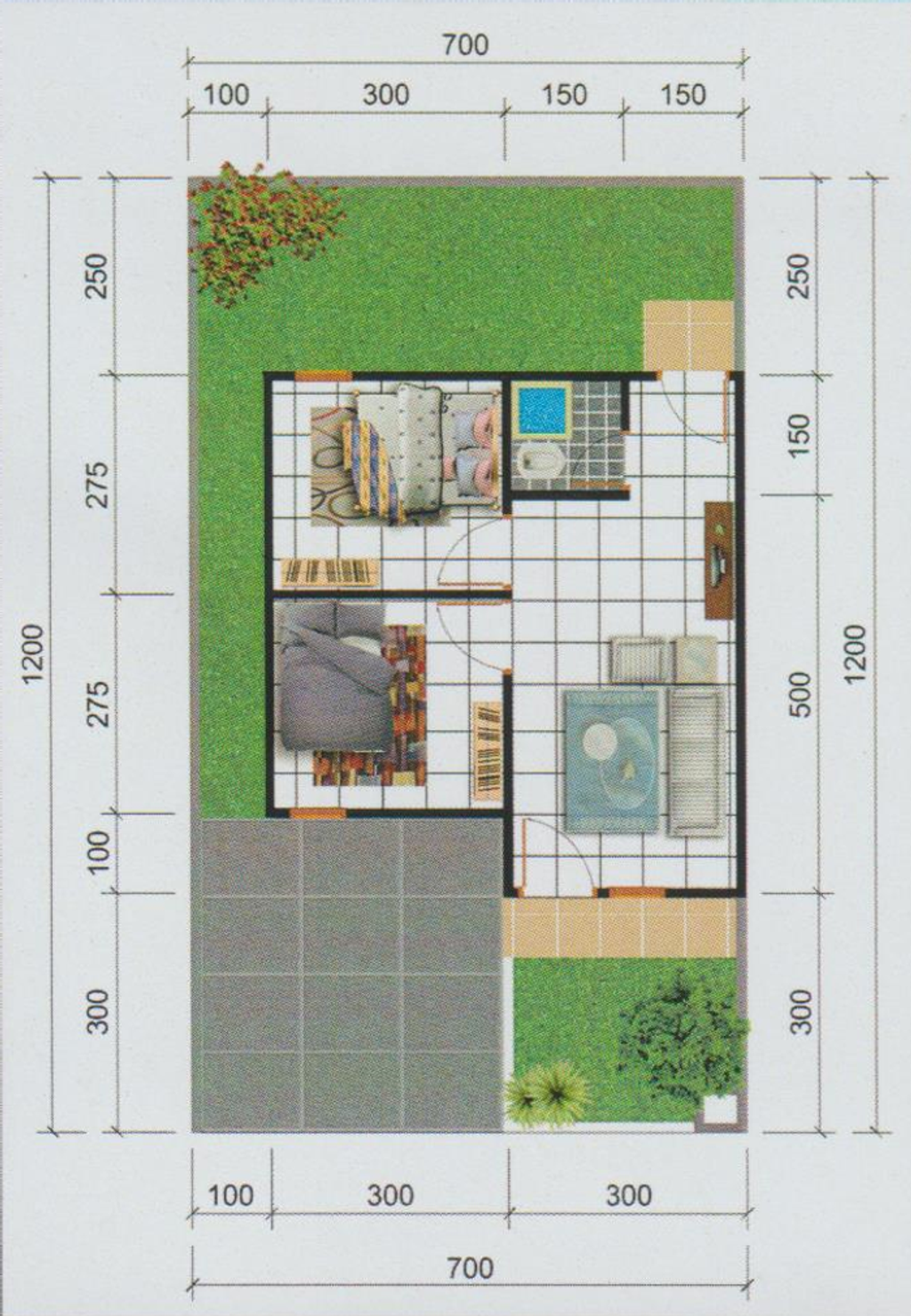 foto denah rumah tipe 36 subisidi 2023 perumahan ALIA RESIDENCE
