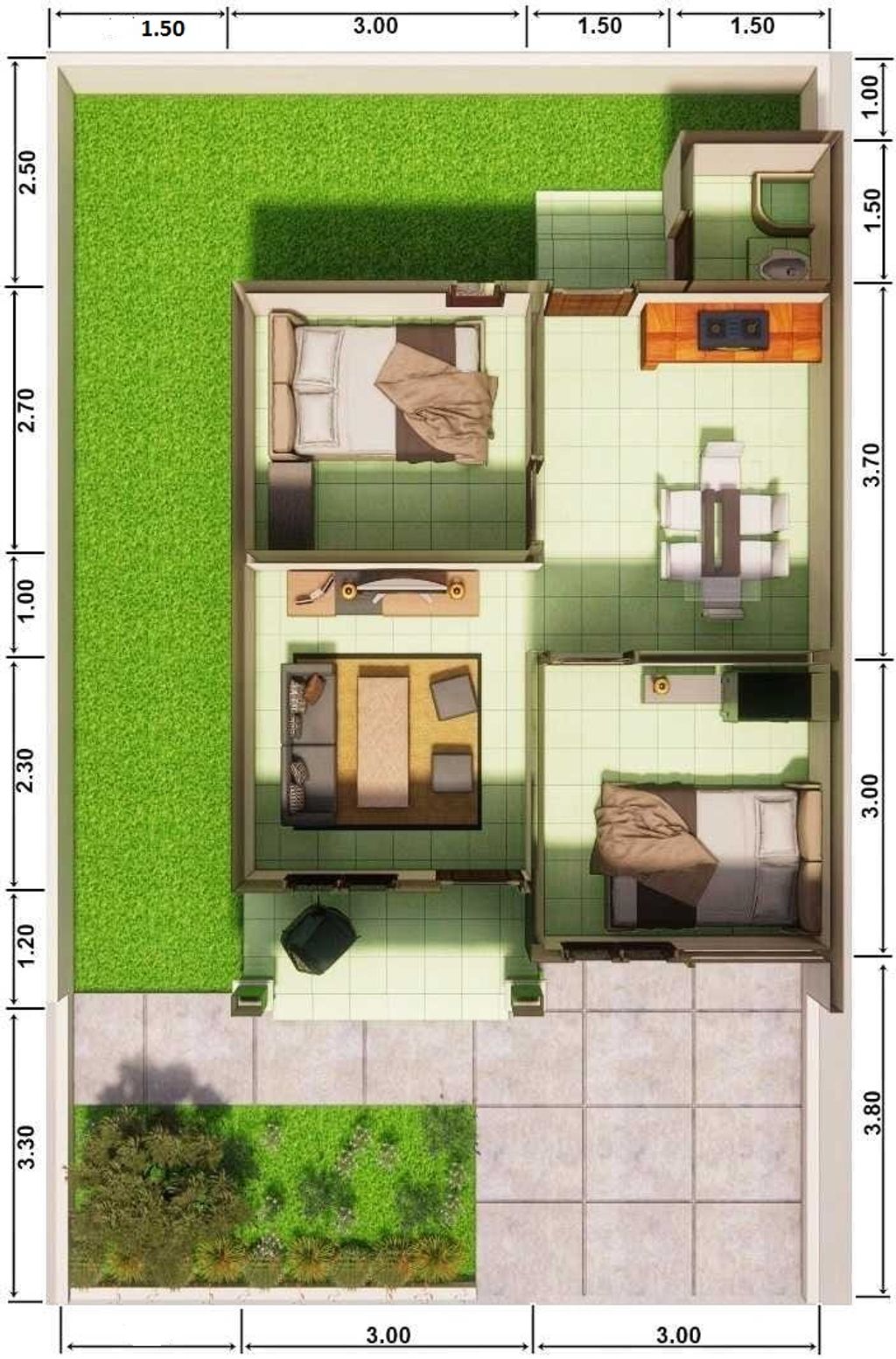 foto denah rumah tipe 36 perumahan Asra Residence 3