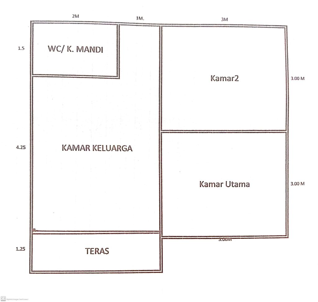 foto denah rumah tipe 36 perumahan Pondok Indah 1 Tahap 3