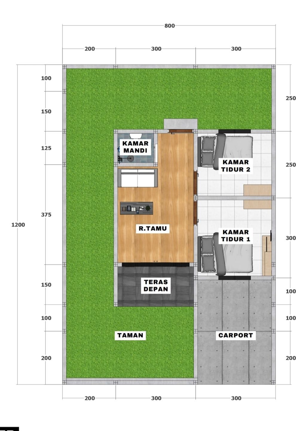 foto denah rumah tipe 36 perumahan RIZKY BALANGAN RESIDENCE TAHAP 4