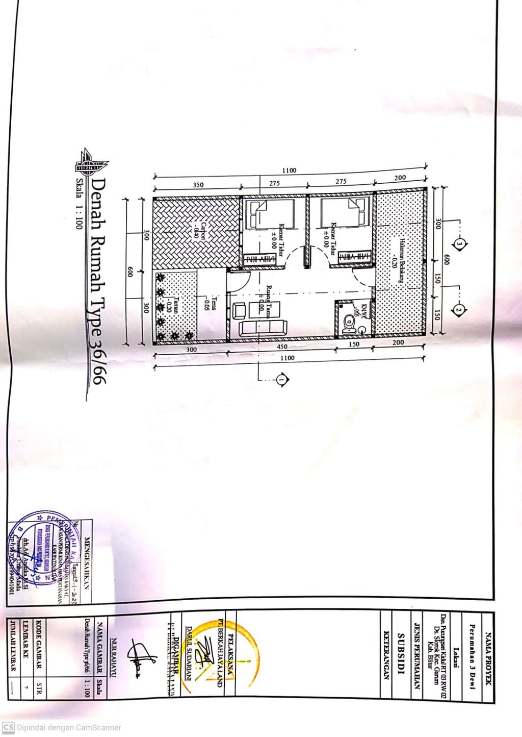 foto denah rumah tipe 36/66 perumahan PERUM 3 DEWI