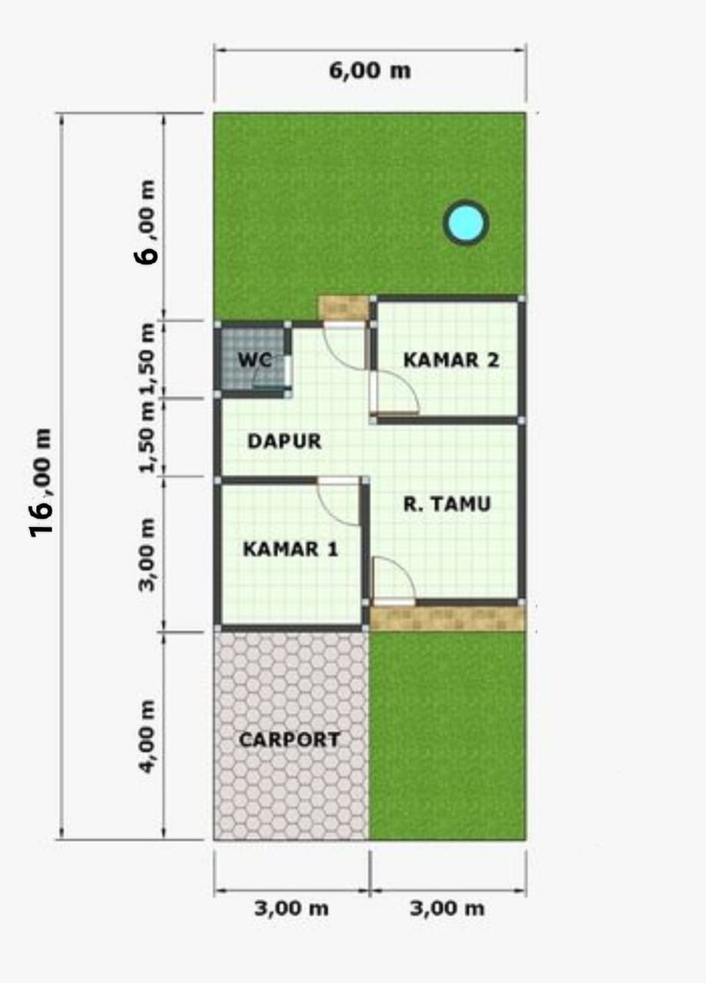 foto denah rumah tipe 36/96 perumahan Sriwijaya Cluster Borang