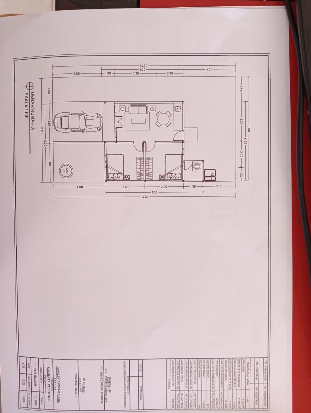 foto denah rumah tipe 36 perumahan KALIBATA RESIDENCE PENGEMBANGAN