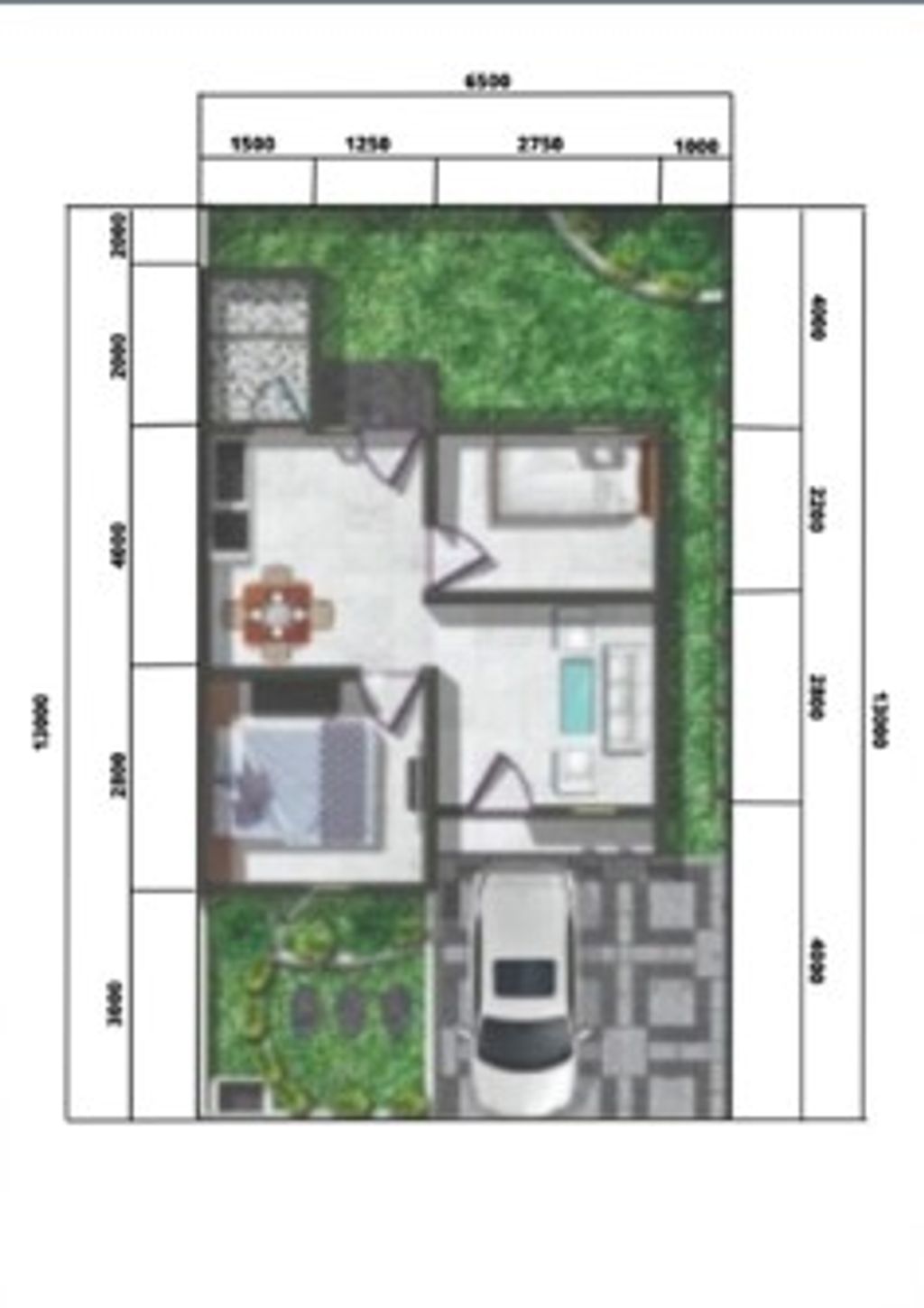 foto denah rumah tipe 36 M2 perumahan GRAND RIZKY BORANG.