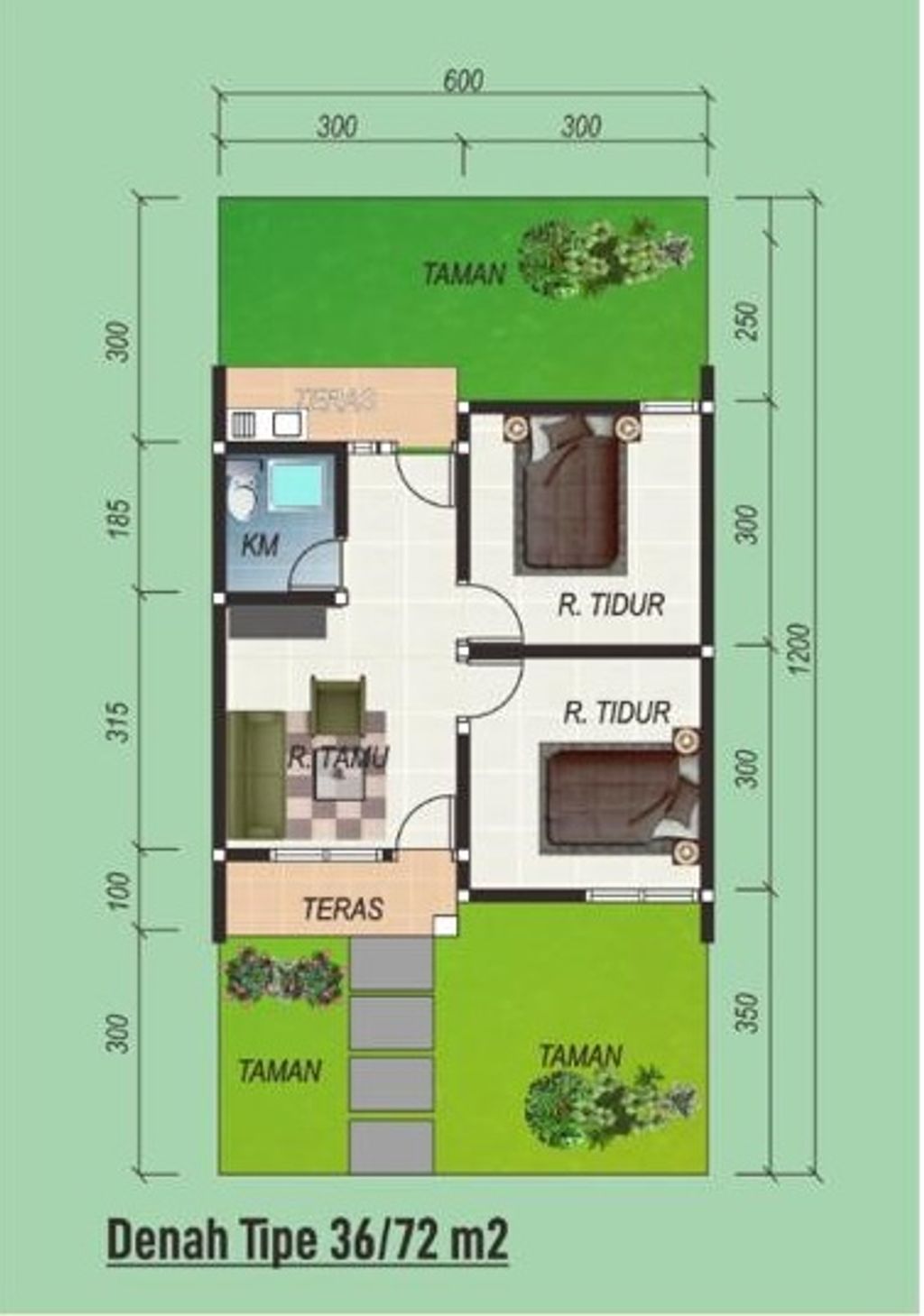 foto denah rumah tipe 36/72 perumahan RANGGA KUMALA ELOK