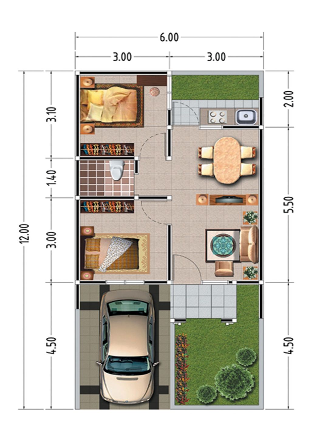 foto denah rumah tipe 42 perumahan JAZEERA CIKARANG RESIDENCE