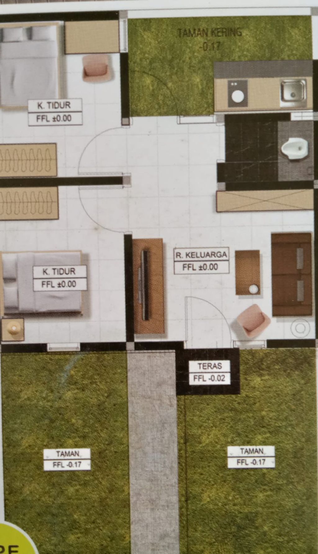 foto denah rumah tipe 30/60 ( PMK 2023 ) perumahan BUKIT PINUS BANJARAN