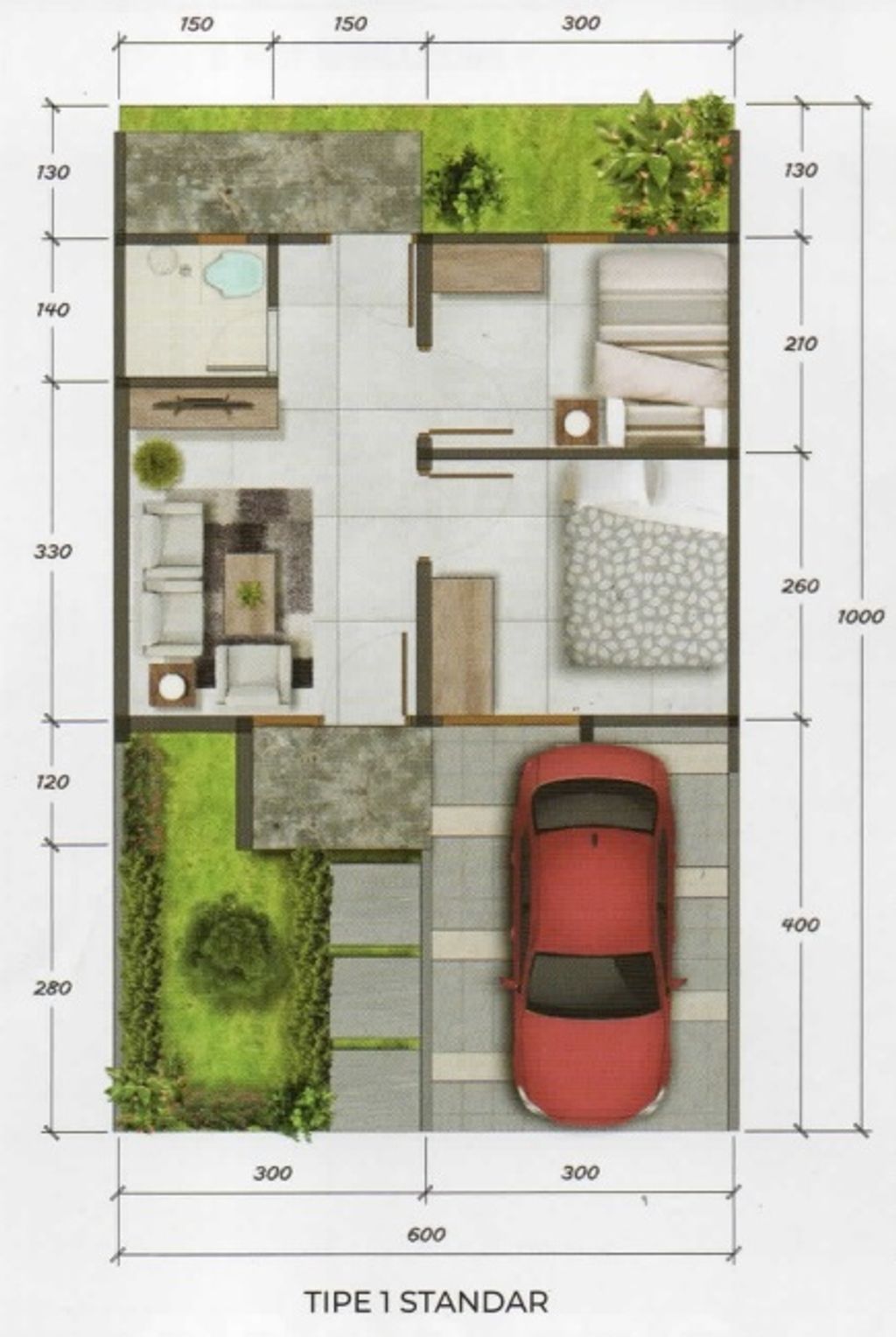 foto denah rumah tipe Subsidi perumahan Grand Harmoni 2 Extention