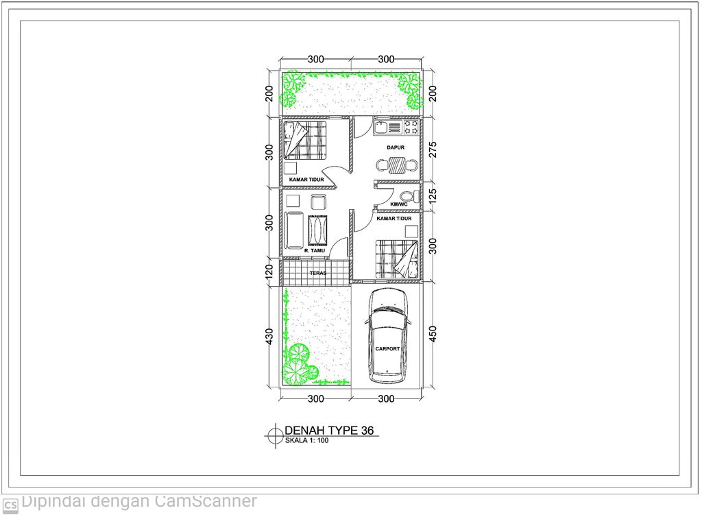 foto denah rumah tipe 36 perumahan GREEN VIEW SUNGGAL III