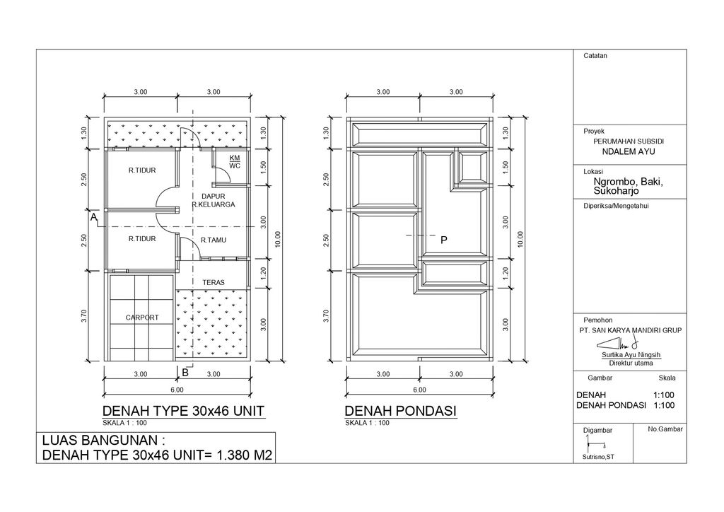 foto denah rumah tipe subsidi perumahan Perumahan Ndalem Ayu