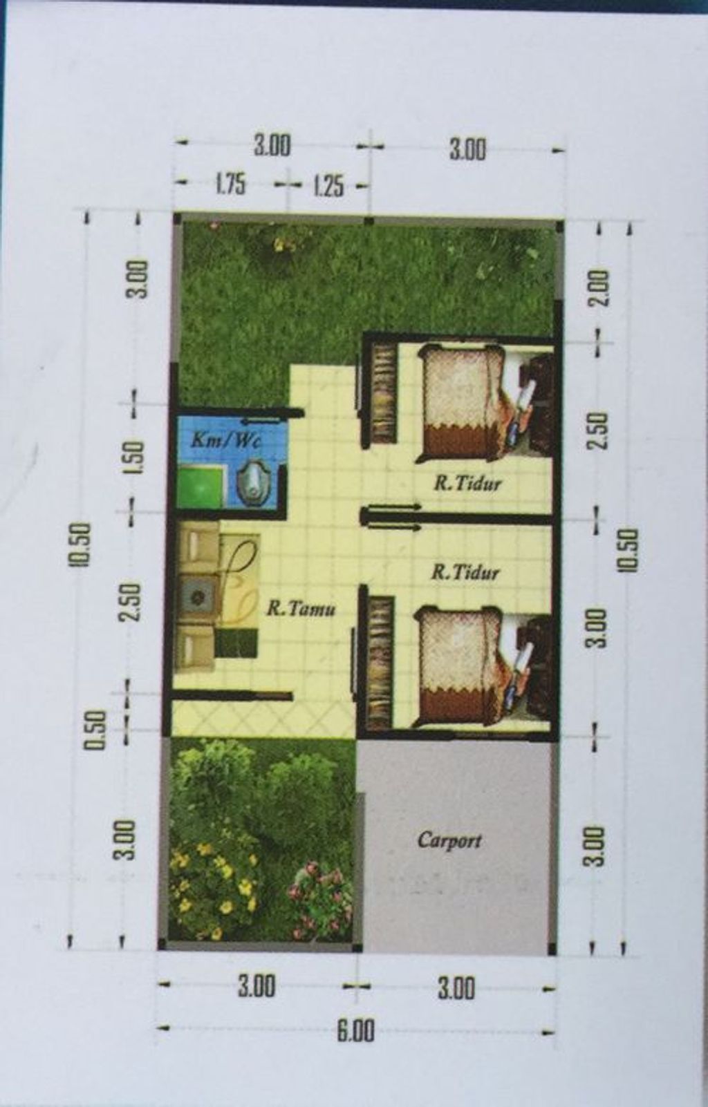 foto denah rumah tipe 30/66 (PNK 2023) perumahan WISMA TANJUNG RAYA