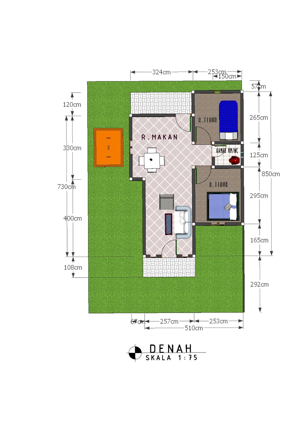 foto denah rumah tipe 36/96 perumahan ARFAI SALAK RESIDENCE TAHAP III