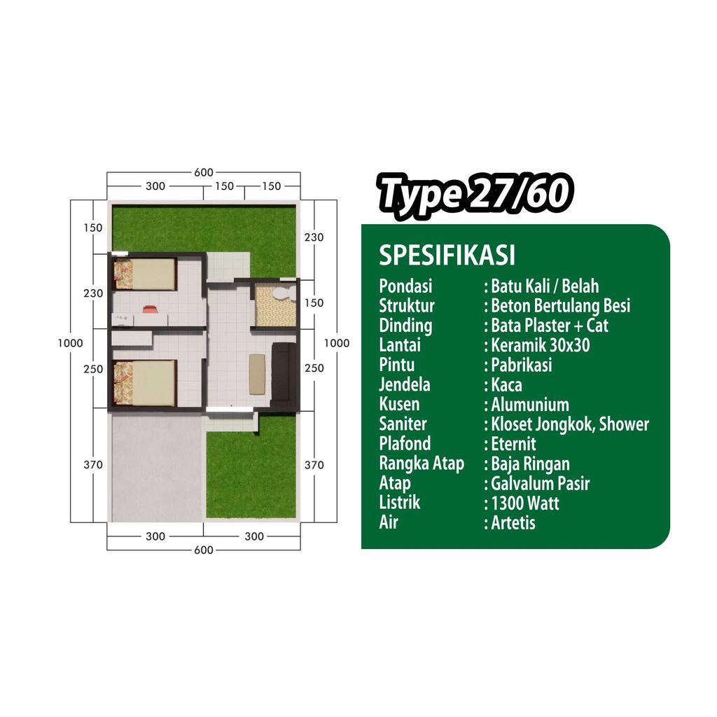 foto denah rumah tipe Subsidi perumahan Bancar Regency 3 Klero