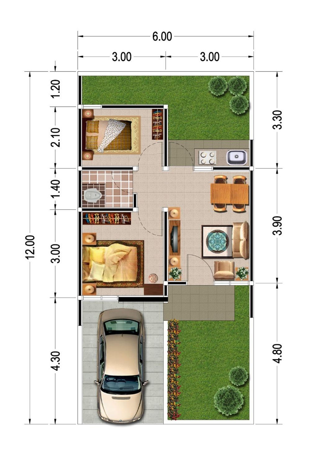 foto denah rumah tipe 36 / 72 perumahan Cikarang Lake View