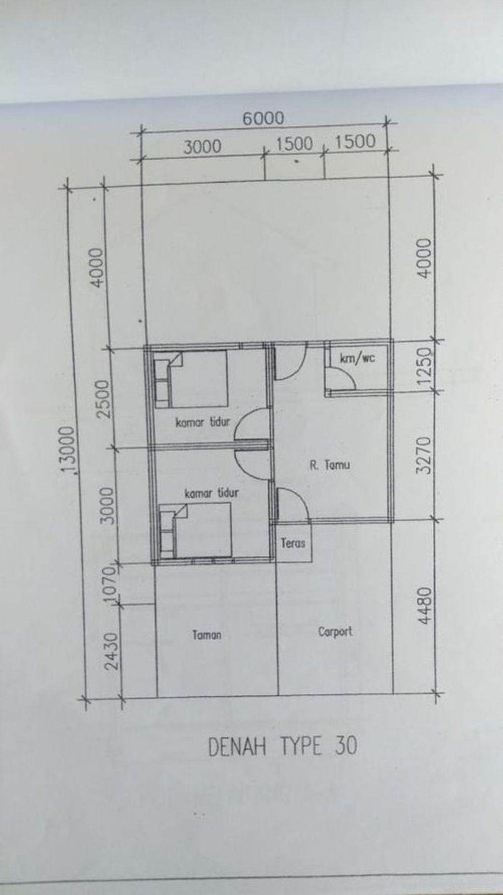 foto denah rumah tipe 30 perumahan RACHITA GARDEN 2 TAHAP 5