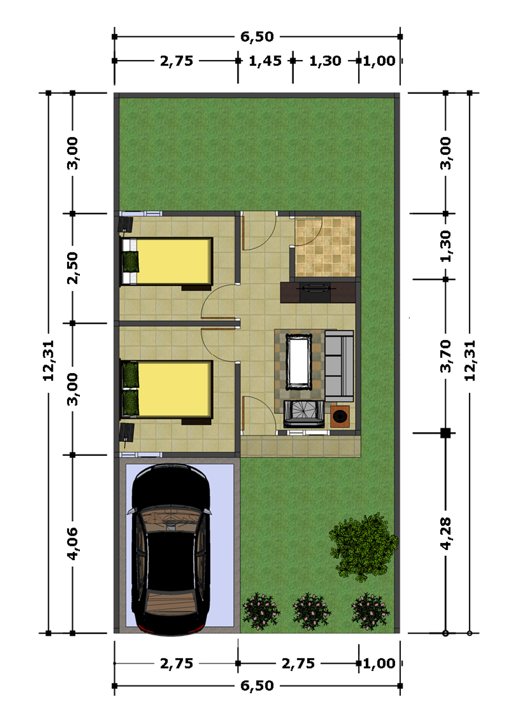 foto denah rumah tipe 30/80 perumahan RENSING RESIDENCE II