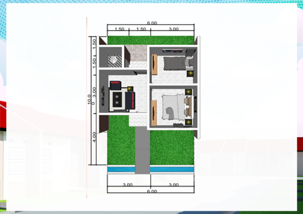 foto denah rumah tipe DB03-1D (new) perumahan Taman Warnasari Indah I
