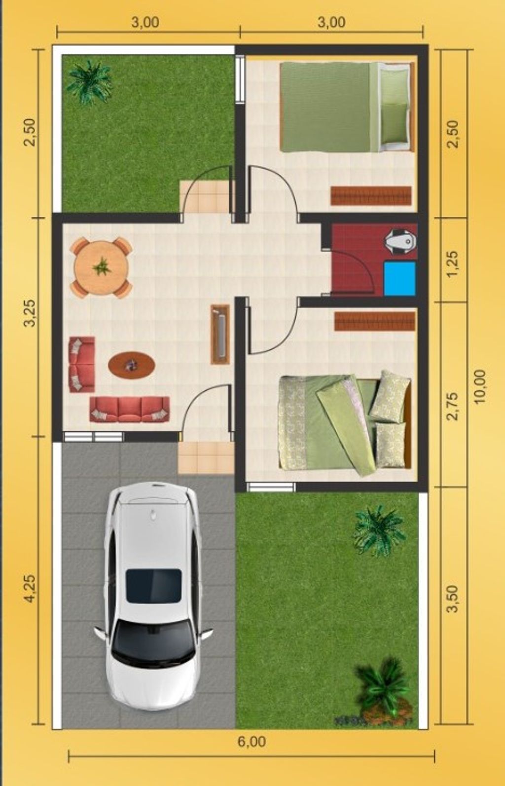 foto denah rumah tipe 30/60 Plus perumahan KALIS RESIDENCE TAHAP 2