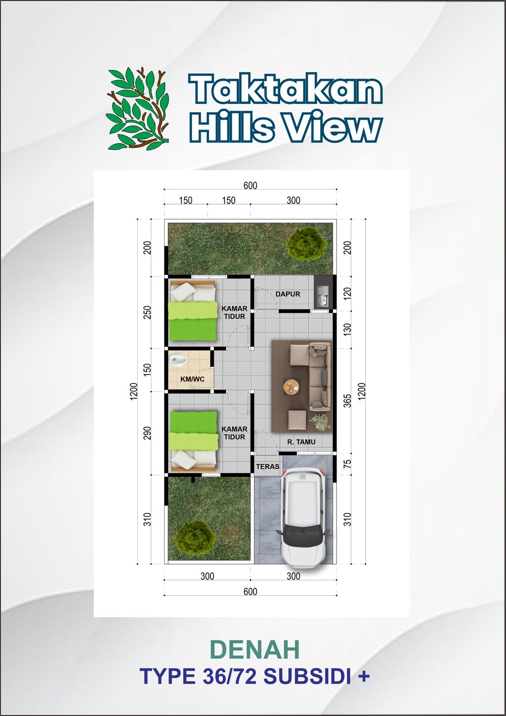 foto denah rumah tipe subsidi perumahan TAKTAKAN HILLS VIEW