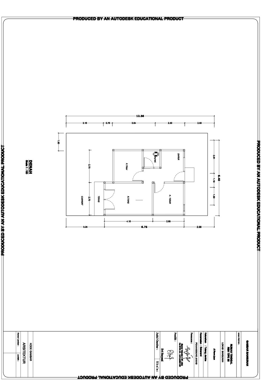 foto denah rumah tipe 36 perumahan Gardenia ASA Residence