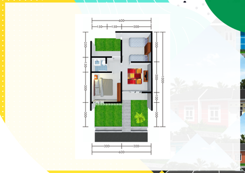 foto denah rumah tipe FB100-4 (new) perumahan Taman Tukmudal Indah II