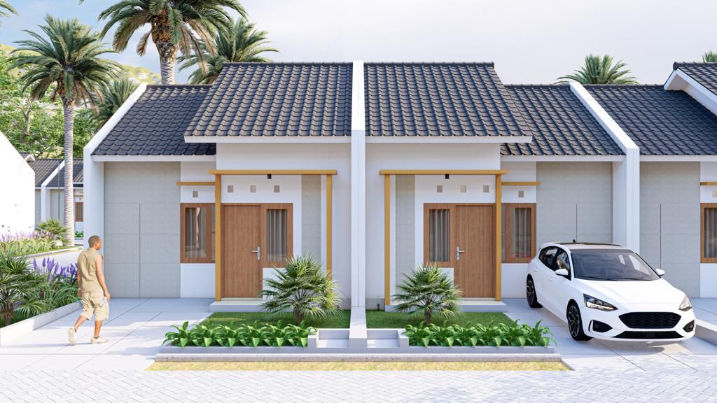 foto tampak rumah tipe 36 perumahan RIVERSIDE RESIDENCE