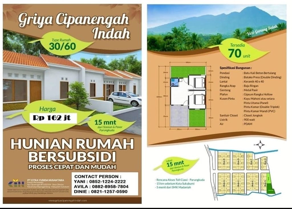 foto tampak rumah tipe 30 / 60 perumahan Griya Cipanengah Indah